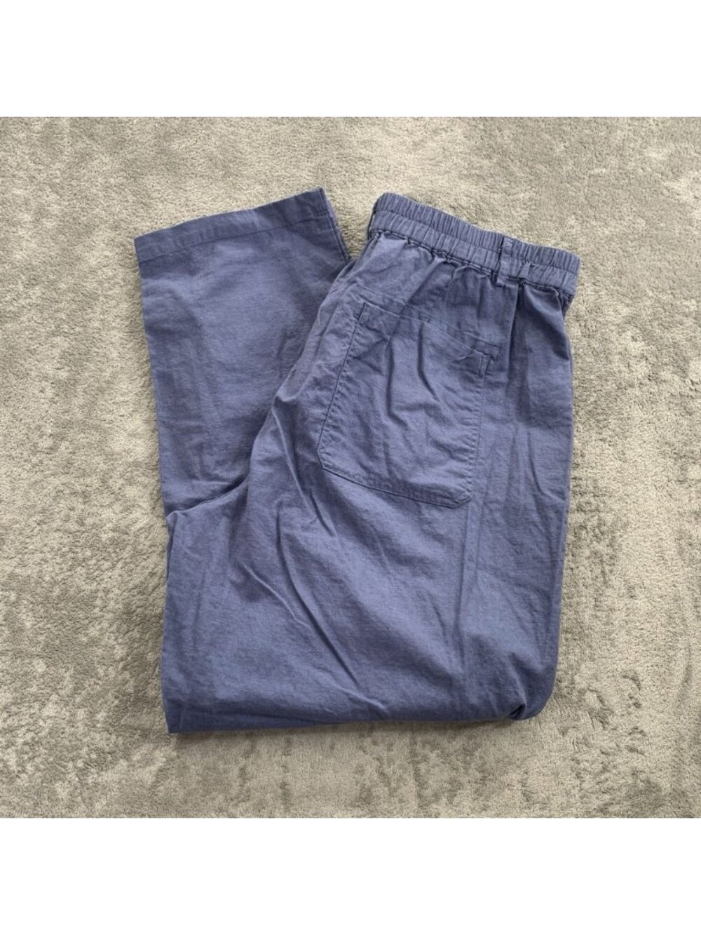 Lintico Heidi Pants Womens XXL Linen Blend Simple Button Fly Trousers Blue Boho
